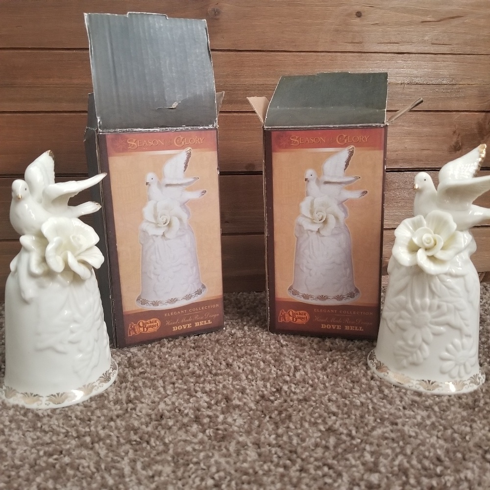 Set of 2 Cracker Barrel dove bells